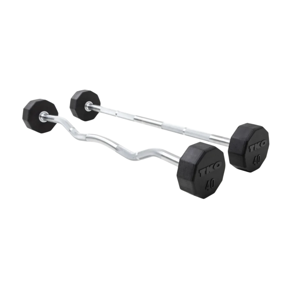 TKO 10 Sided Fixed Straight Rubber Barbells Set (20-110lb)